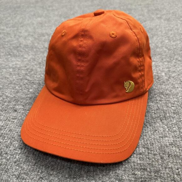Fjallraven Hat Cap Strap Back One Size Orange Embroidered Fox Sweden Hiking Mens - Picture 1 of 7